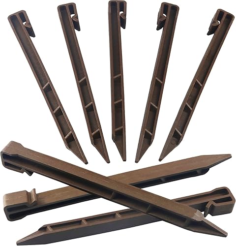 Miniatura 8 de 30 estacas de jardín marrones con bordes de paisaje de 10 pulgadas estacas de anclaje de plástico resistente para jardín para bordes y tablas de