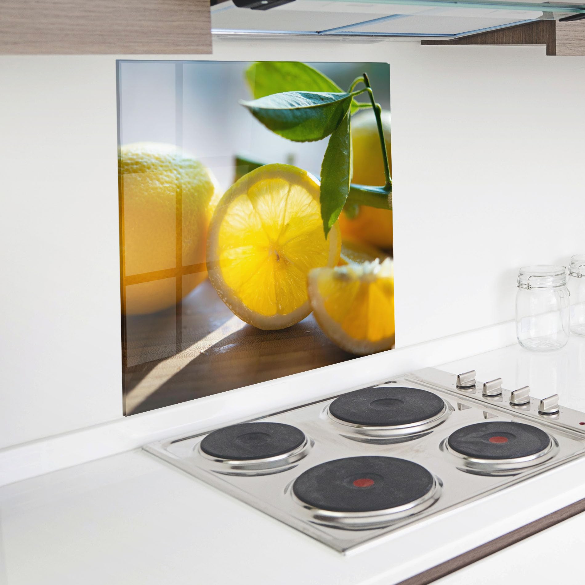 ARTHUB® Crédence de Cuisine en Verre 60x60 cm, Lemon in The Sun | Protection Contre Les éclaboussures, Revêtement Mural en Carreaux, Plaque en Verre, Verre trempé, Aliments, Fruits