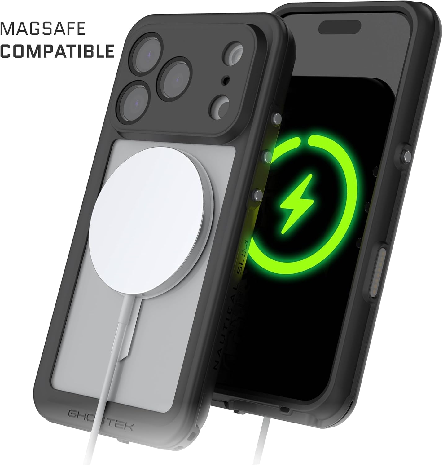 Ghostek Nautical Slim Waterproof iPhone 17 Pro Case - Built-in Screen and Camera Lens Protector, Compatible with MagSafe Accessories Designed for Apple iPhone17 Pro (6.3", Clear)