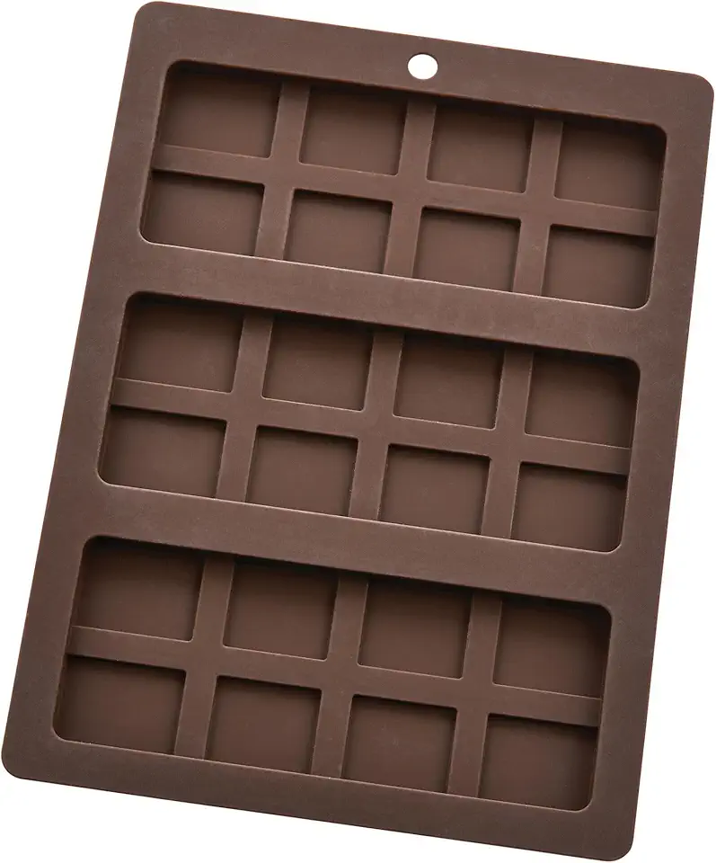 Mrs. Anderson's Baking Molde de chocolate, silicone antiaderente de grau europeu, barra de chocolate tripla