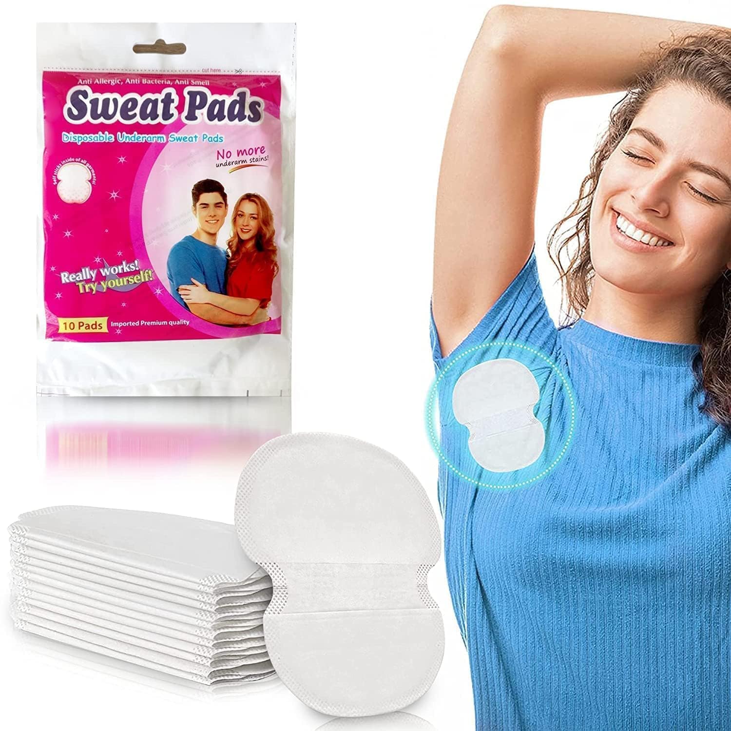 Scholazs Disposable Underarm Sweat Pads for Men | Women – Highly Absorbent, Cotton, Anti-Allergic, Anti-Bacterial, and Odor-Control Underarm Sweat Pads, Peel-off (pack of 100)
