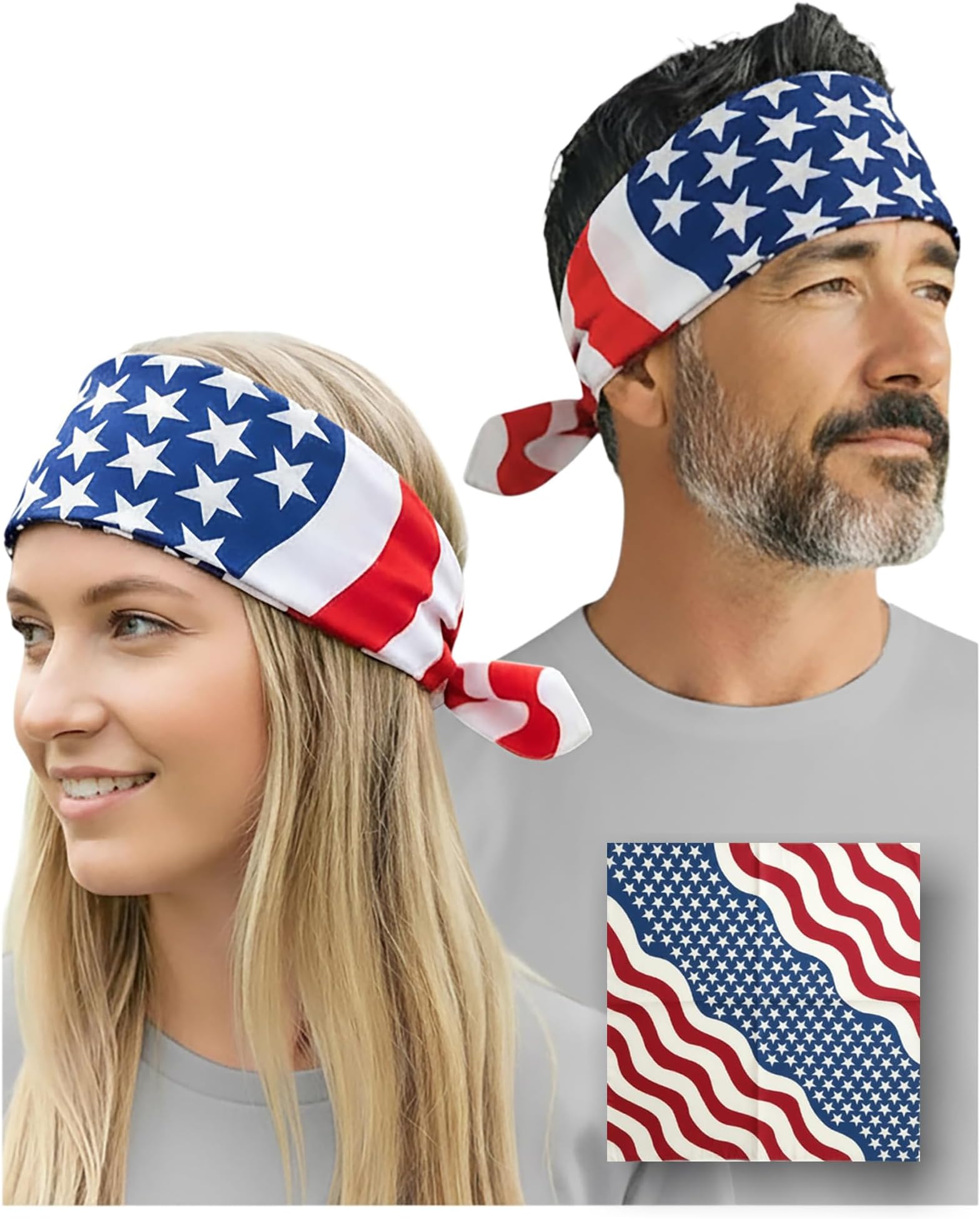 Costume Adventure American Flag Bandana Headband Men's Patriotic USA Flag Bandana USA Apparel Clothing Bandanna America Apparel - One Size