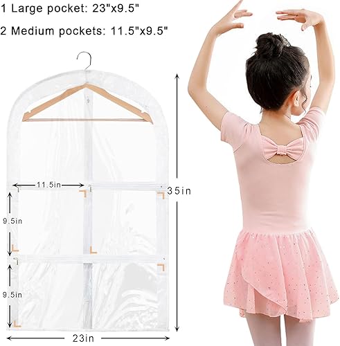 Miniatura 2 de Bolsas transparentes para disfraces de baile con bolsillos, PVC impermeable de 35 pulgadas, plegable, bolsa de disfraces de viaje para