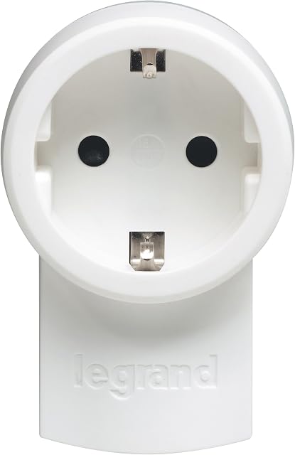 Legrand 050462 Wtyczka ze Stykiem Ochronnym z Gniazdkiem, Biała/Szara, 16A/230V