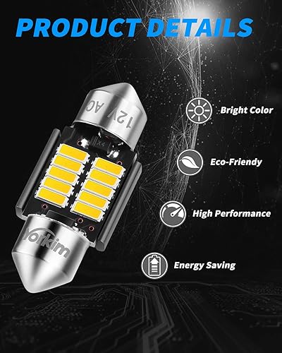 Miniatura 32 de Yorkim Bombilla LED De3175 de 1.102 in, color blanco, súper brillante, 1.102 in, 1.142 in, sin errores, CANBUS 6-SMD 2835 Chipsets para luces Blanco