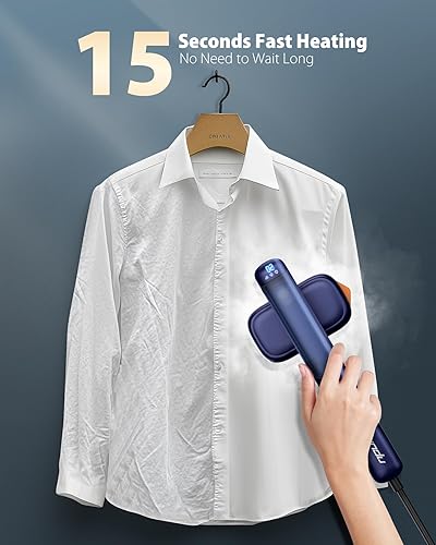 Miniatura 5 de Plancha de vapor para ropa, portátil 2 en 1, vaporizador de mano para ropa, 20 minutos de vapor continuo, tanque de agua de 3.4 fl oz, guantes de