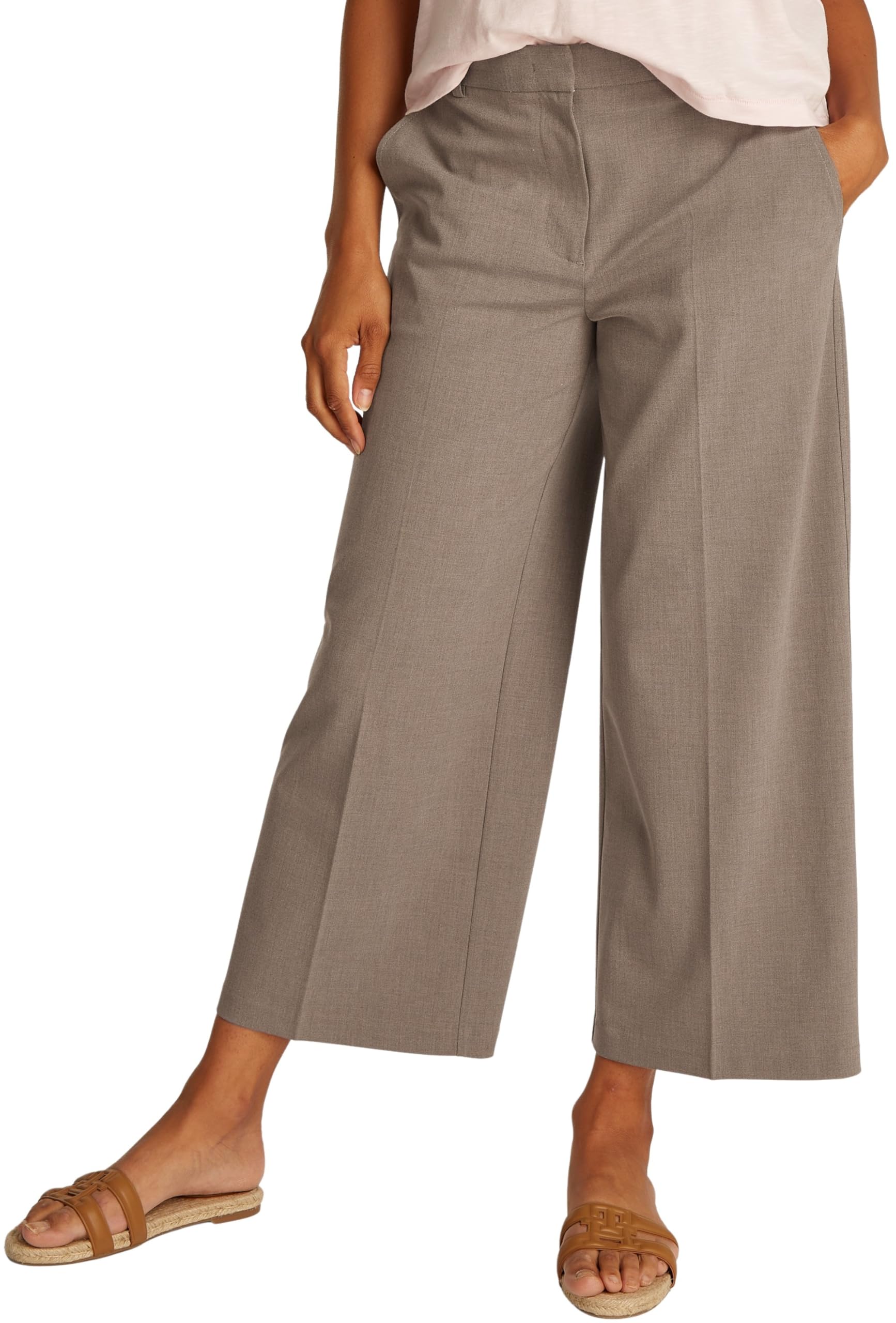 Tommy Hilfiger Pantalón de Tela Mujer Wide Leg Crop tobillero