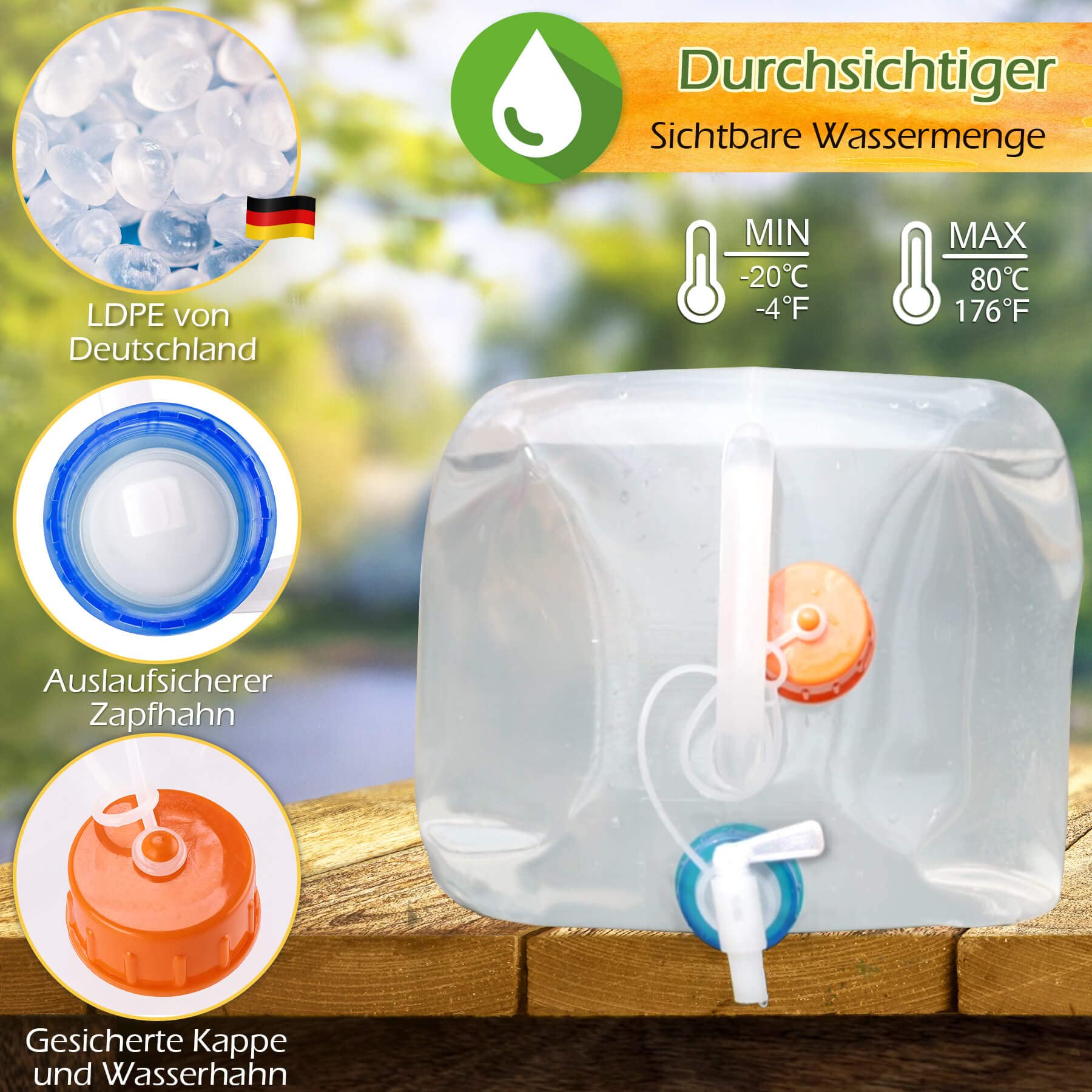 1x 2,5L Kanister Wasserkanister Lebensmittelecht Stapelbar UN