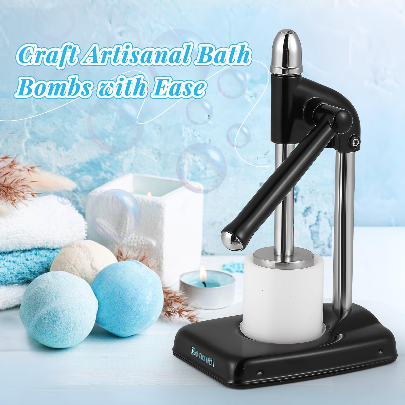 Bonoutil Bath Bomb Press Machine-Easy Press Manual Bath Bomb Machine with 6cm Mold Kit DIY Soap Making for Adults Beginners