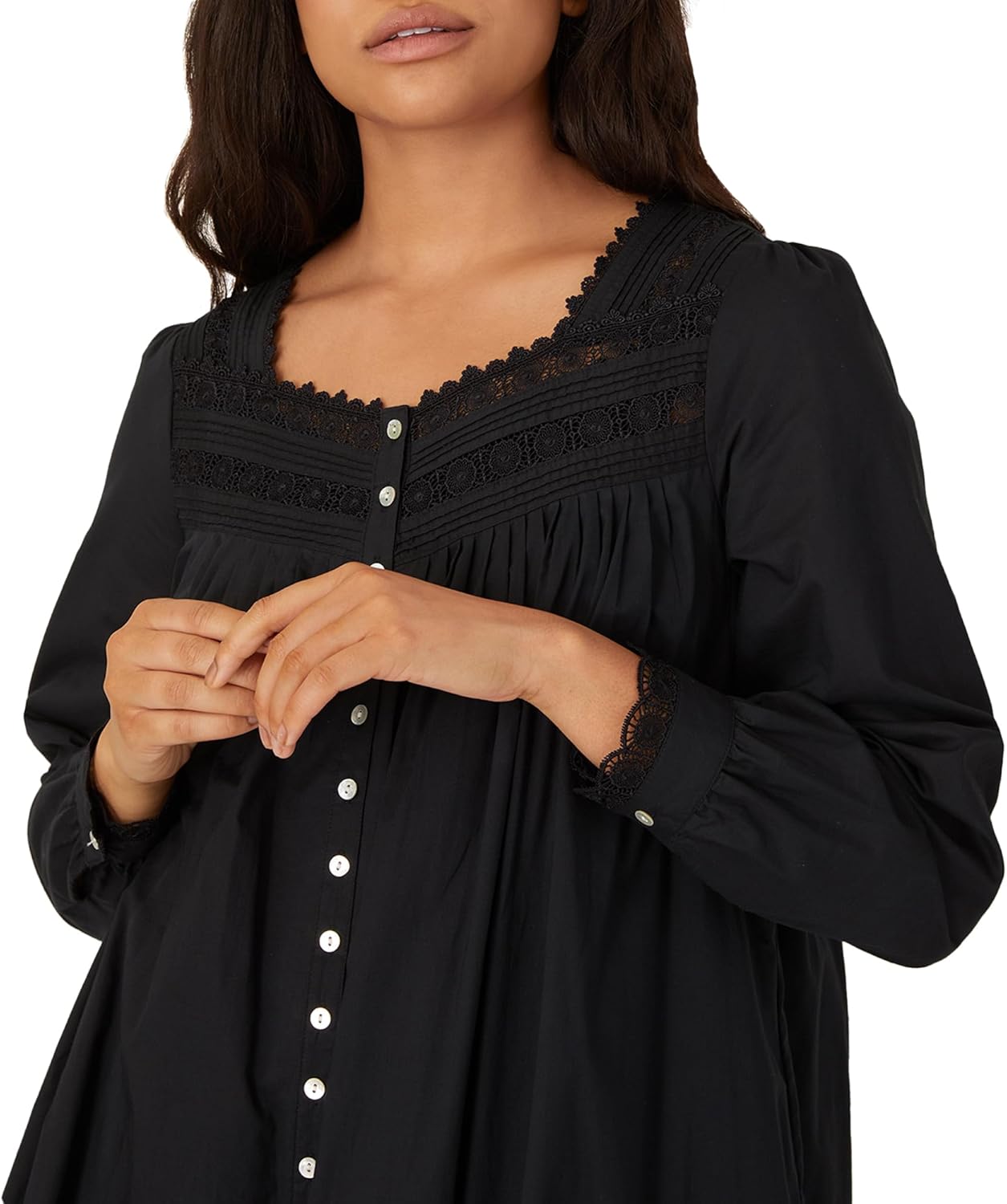 Eileen West Queen Anne’s Lace Womens Sleepwear & Loungewear - Heirloom Dream Collection - 100% Cotton Longsleeve Long Robe - Image 2