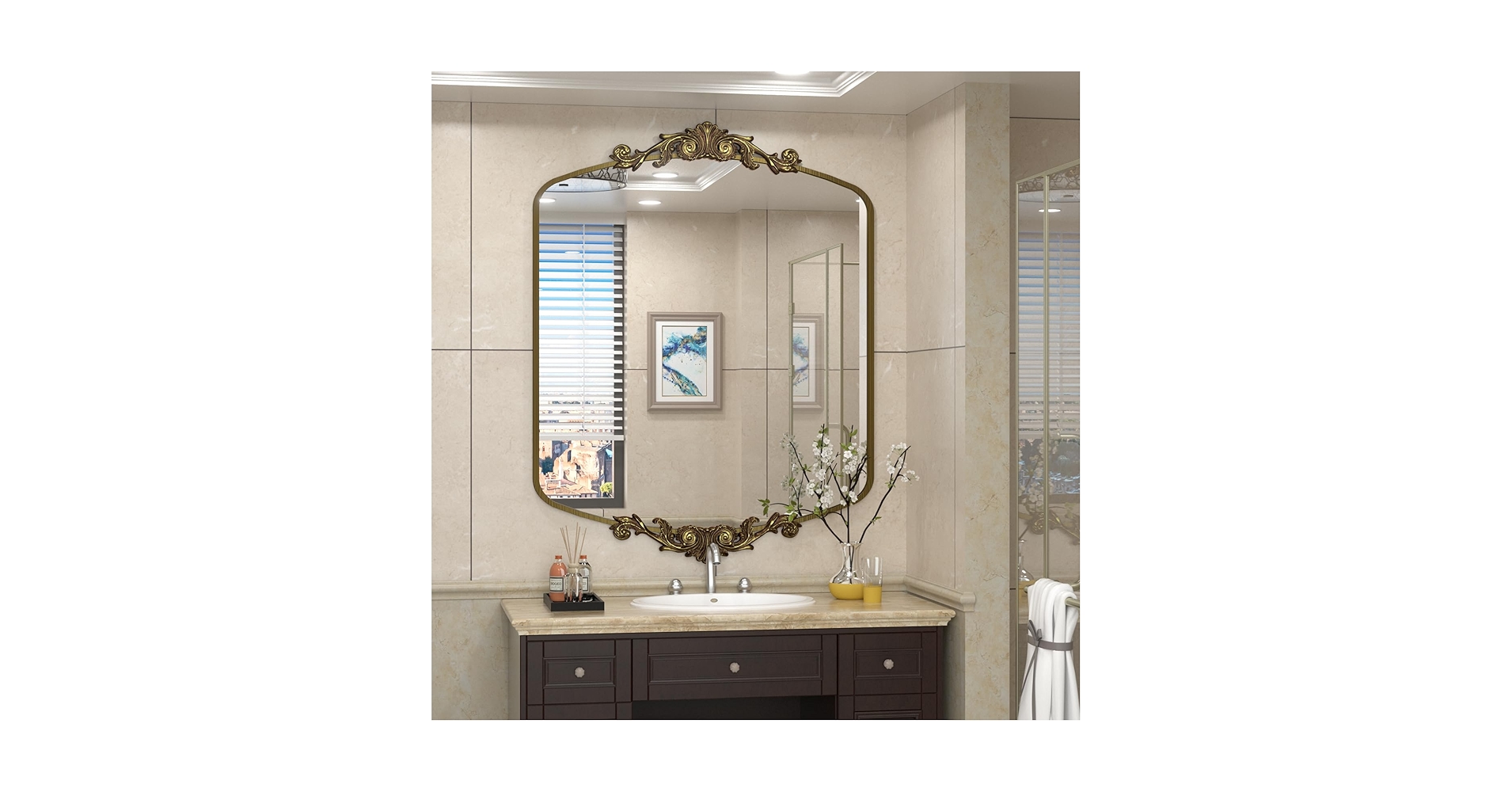 Amazon.com: SMIROR Gold Arched Metal Framed Mirror 48x 32