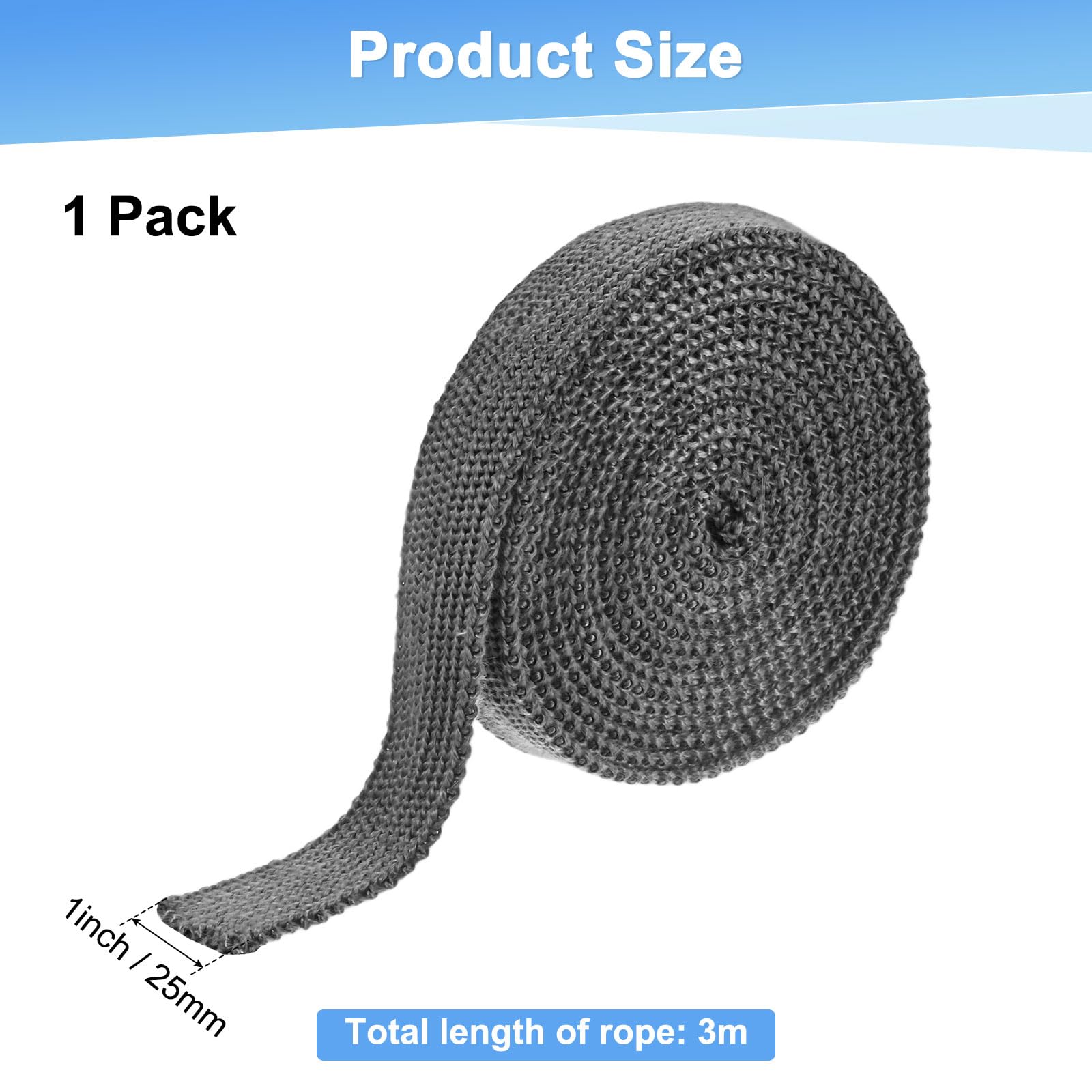 M METERXITY Wood Stove Gasket, 1" x 118.1" Wide Fiberglass Seal Rope Gasket Rope Replacement for Fireplace Door/Wood Stoves - Image 2