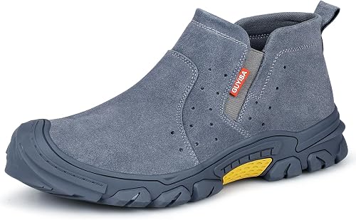 GLANOUDUN Work Boots for Men Slip on Welding Steel Toe Boots Indestructible Stee