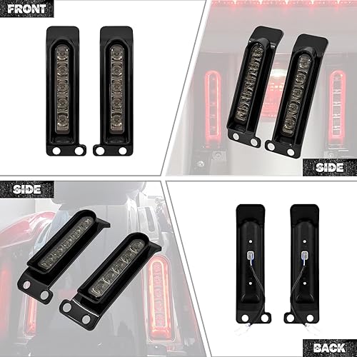 Miniatura 5 de HDBUBALUS Insertos de soporte LED para alforja auxiliar, panel de relleno de luz de guardabarros, luces traseras de freno para Harley Electra Glide