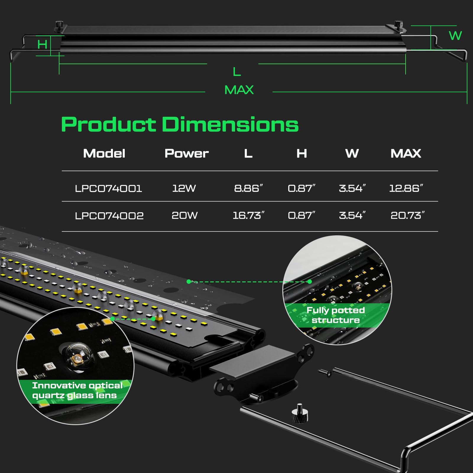 LuminPacific 12W UVB Reptile Light, Dimming UVB UVA Reptiles Strip Lamp, LCD Remote Control with 24/7 Timer, UVB Strip Lights for Bearded Dragon Leopard Gecko Tortoise Frog Snake Plant - image 4