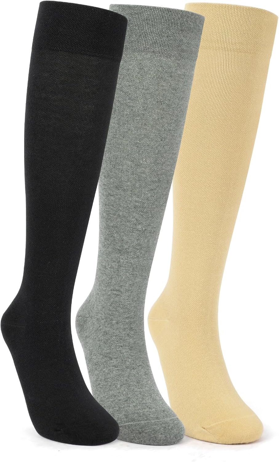 3 Pairs Knee High Cotton/Cool-Max Support Socks for Women & Men
