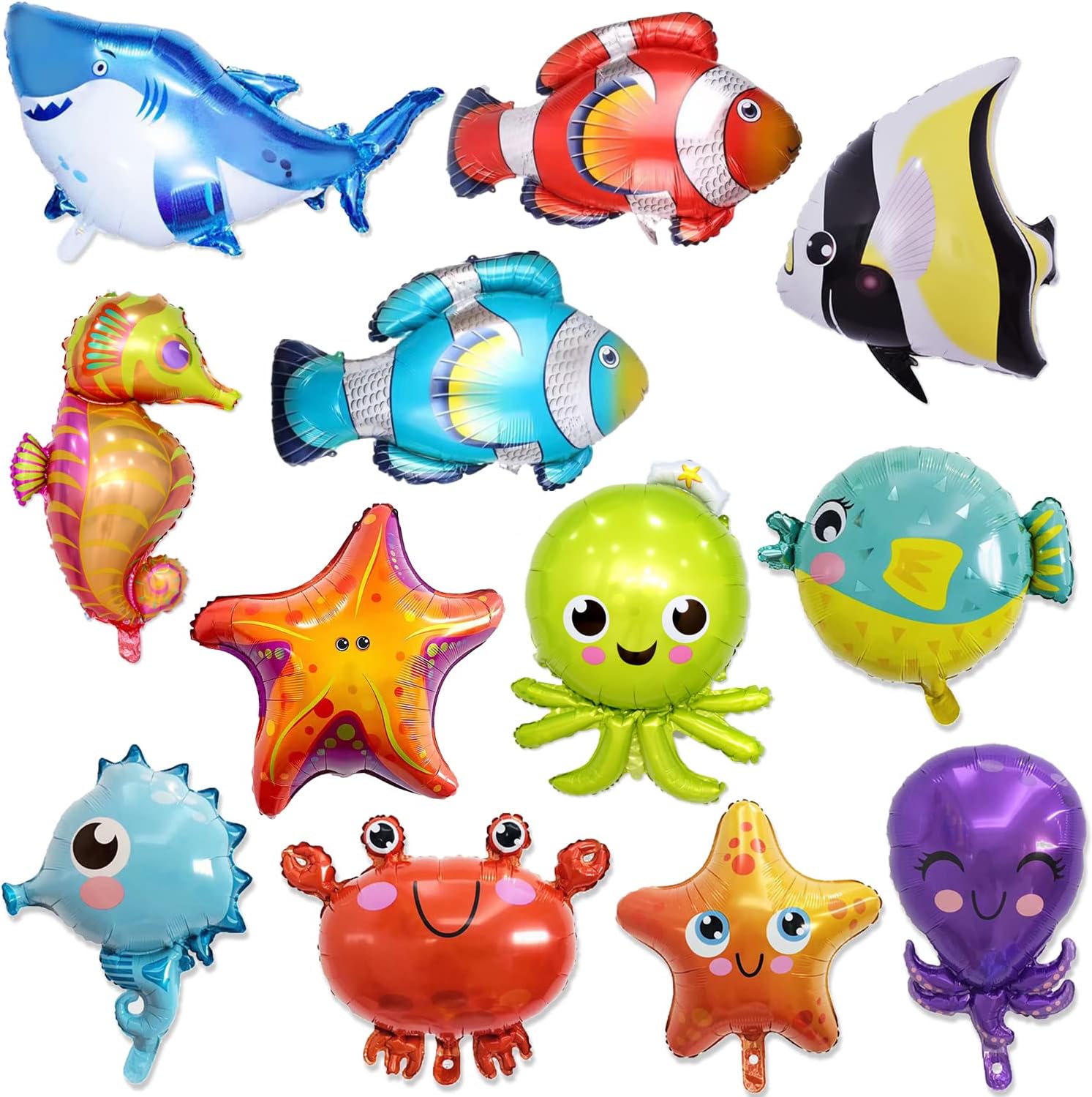 12PCS Ocean Animals Foil Balloons Party Supplies