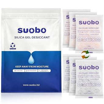 Moisture Absorbers, 100G 20 Pack Premium Transparent Desiccant for Storage, Silica Gel Desiccant Packets for Color Indicating