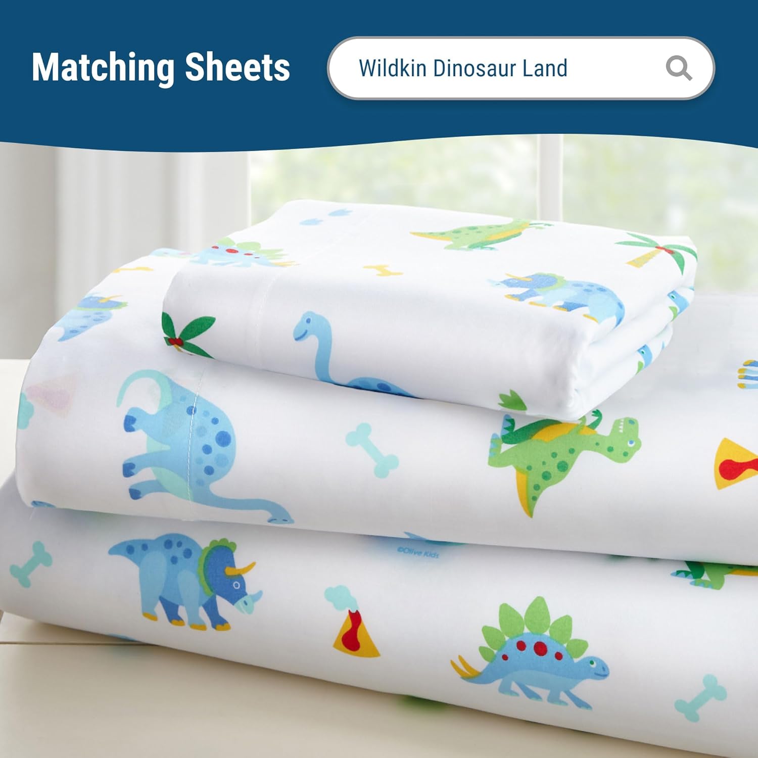 Wildkin Kids Cotton Twin Comforter Set – Lightweight, Fits Twin Mattress, One Pillow Shams Included - Dinosaur Land