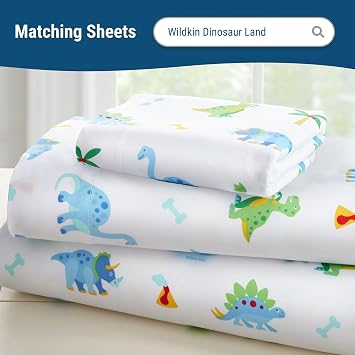 Wildkin Kids Cotton Twin Comforter Set Lightweight, Fits Twin Mattress, One Pillow Shams Included - Dinosaur Land
