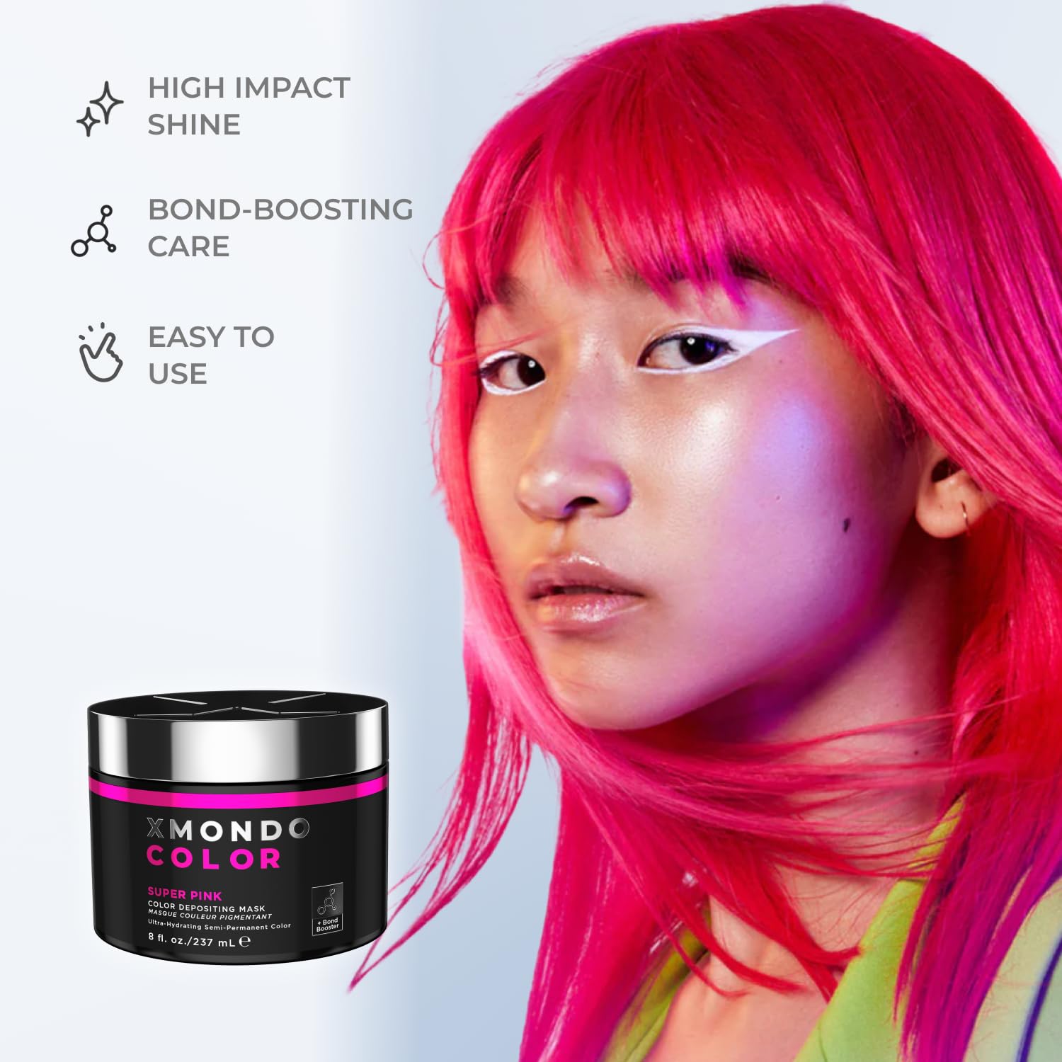 XMONDO Hair Color Super Pink Hair Healing Semi Permanent Color | Vegan Formula with Hyaluronic Acid to Retain Moisture, and Bond Boosting Technology, 8 Fl Oz - Image 7