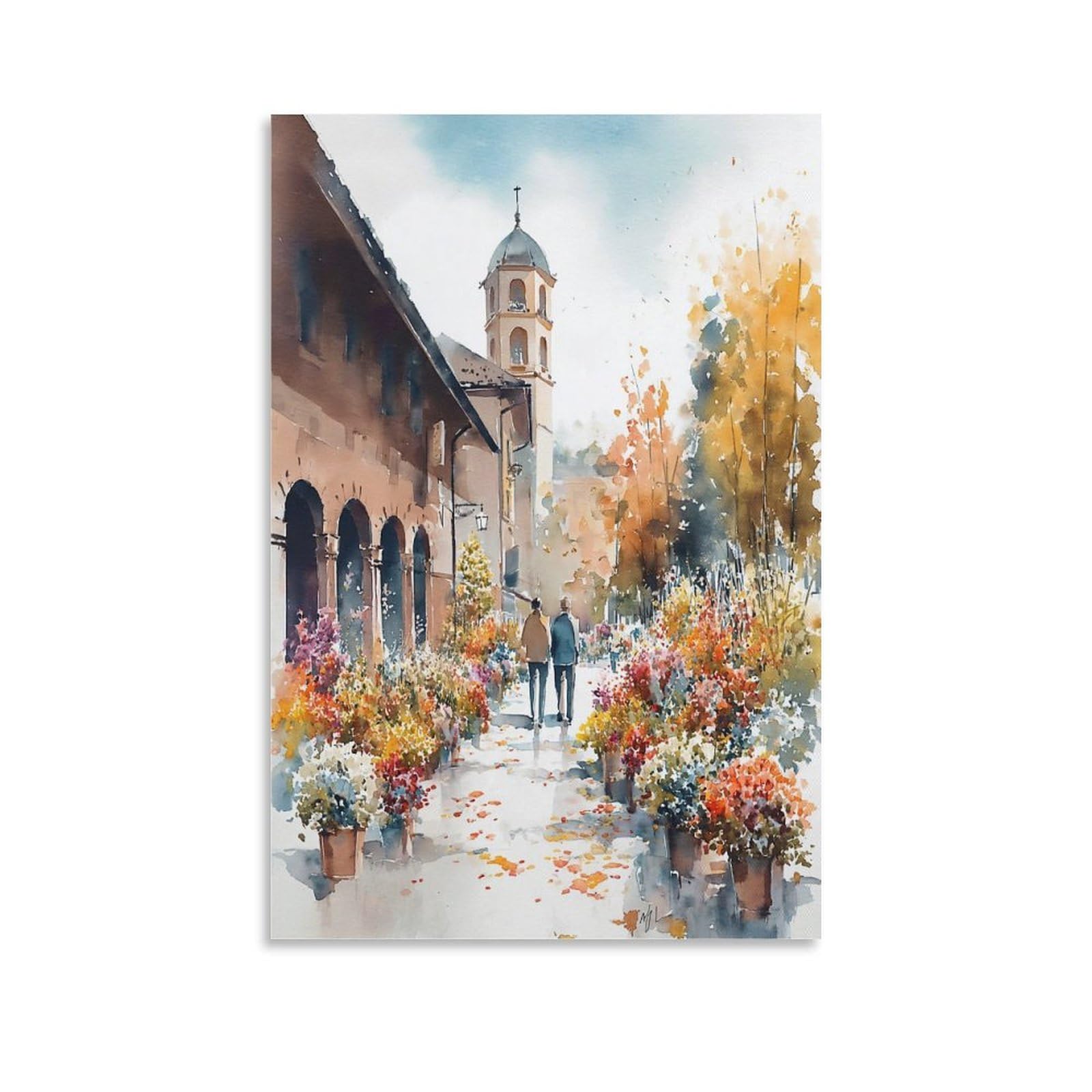 LCYNNH San Diego Flower 20x30inch(50x75cm) Vintage Travel Poster Watercolor Canvas Art