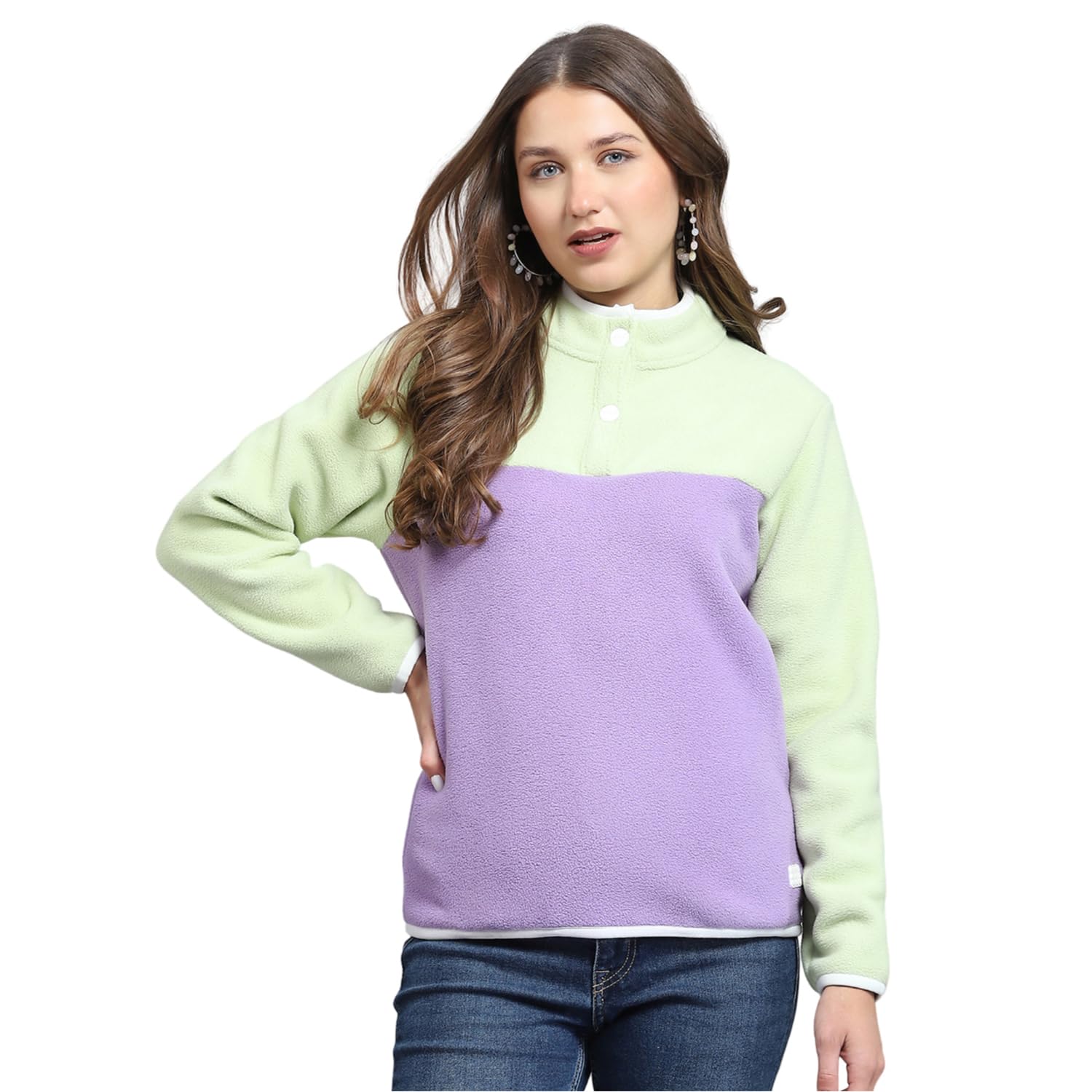 rock.it from house of Monte Carlo Womens Self Design Purple & Green Mock Neck Full Sleeve Sweatshirt_2240102620-picture-11