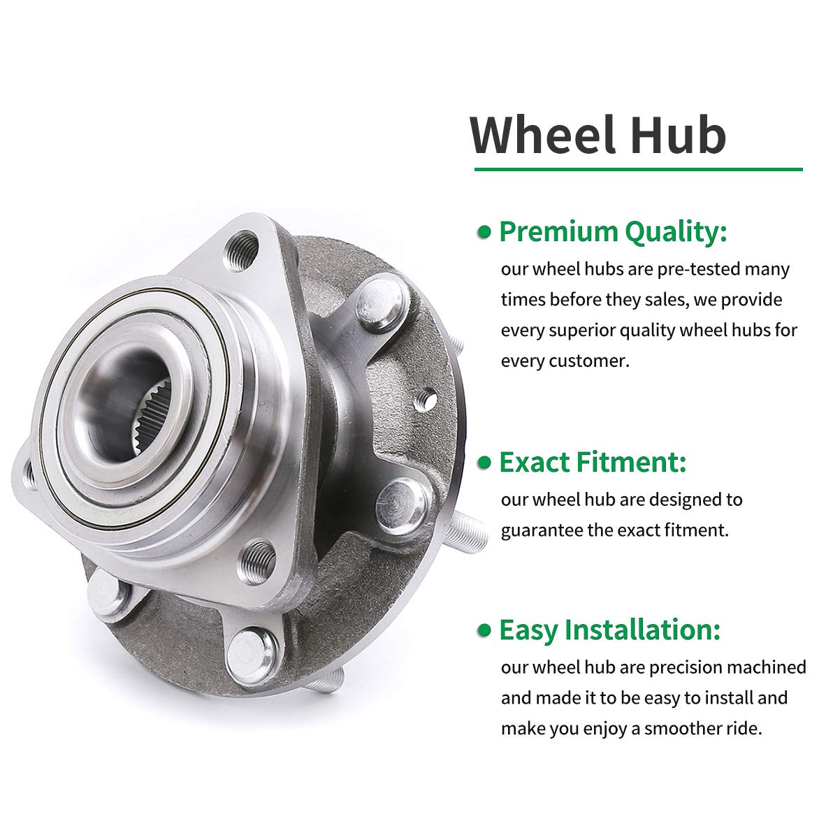 HICKS 515090 Front Wheel Bearing Hub Assembly Compatible with 2007-2010 Hyundai Entourage, 2006-2014 Kia Sedona