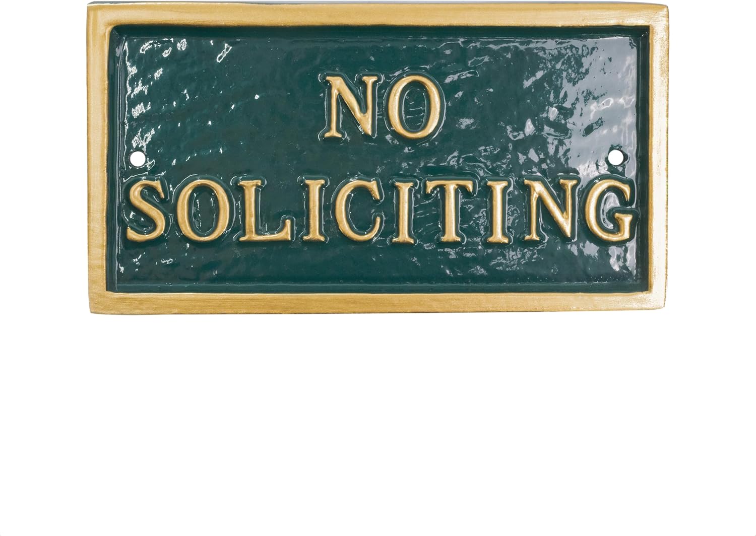 Montague Metal Products 5.75" x 3" No Soliciting Mini Rectangle Statement Plaque Sign - Green/Gold