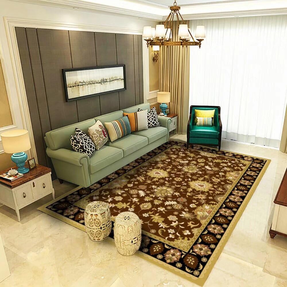 Tapis de salon floral 120X180CM rouge pour déco chambre adulte