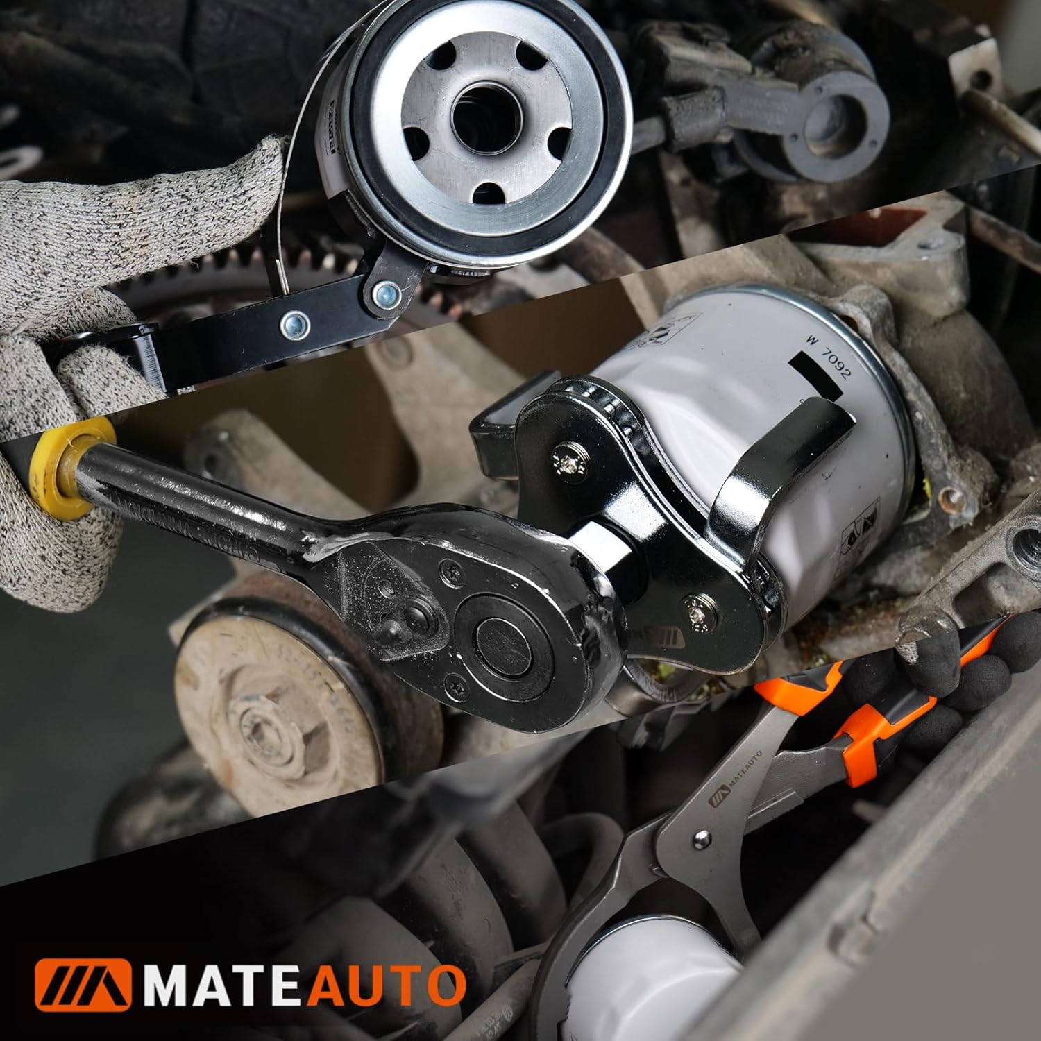 Oil Filter Wrench Set, 8 Piece Adjustable Oil Filter Wrenches 2-3/4" to 5-1/4", 9" & 12" Universal Oil Filter Removal Tool with 1/2" to 3/8" Adapter, Organized in Storage Case (8-Piece Set)