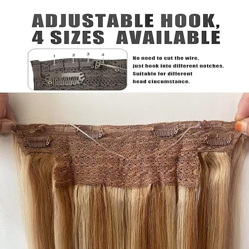 Miniatura 7 de Extensiones de cabello humano real con alambre rubio, extensiones de cabello humano balayage, 2.47 oz, 14 pulgadas, extensiones de cabello humano