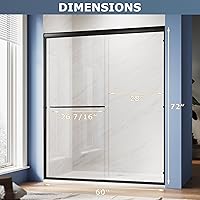 Vista 87 de SUNNY SHOWER B020, puertas de regadera deslizantes sin marco (56 - 60 x 72 pulgadas), cristal de 1/4 pulgada, acabado cromo