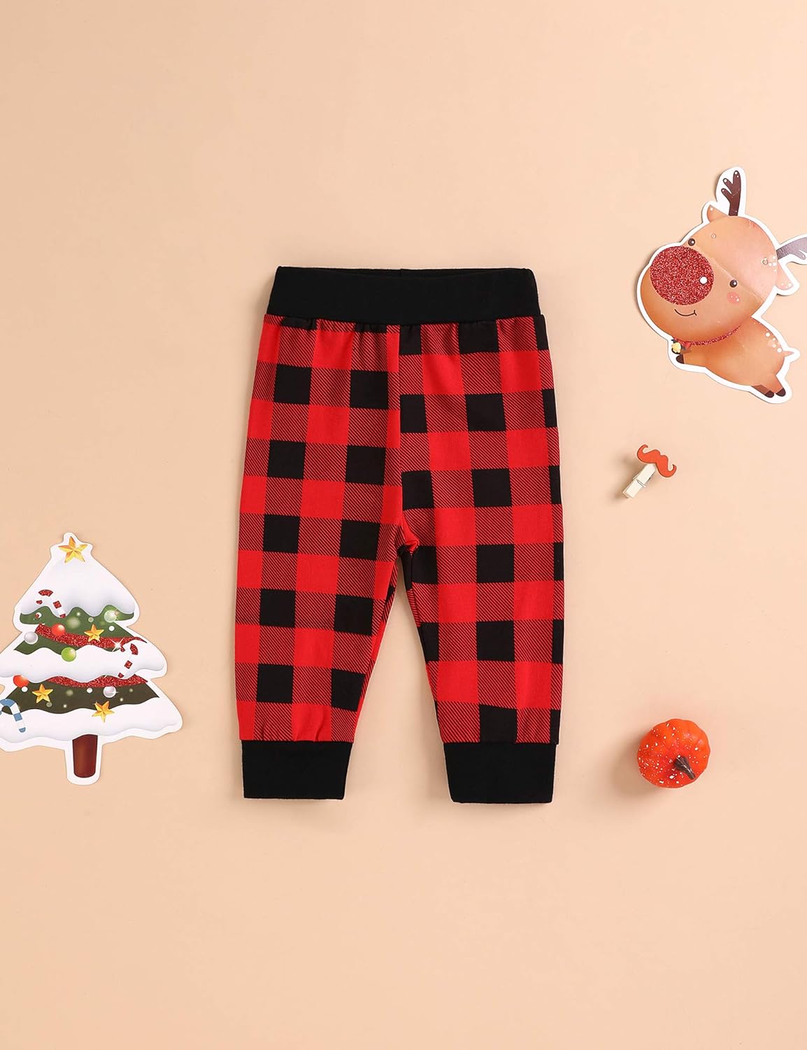My First Christmas Outfit Infant Baby Boy Long Sleeve Romper Bodysuit + Red Plaid Pants + Christmas Hat Gentleman Christmas Clothing Sets - Image 6