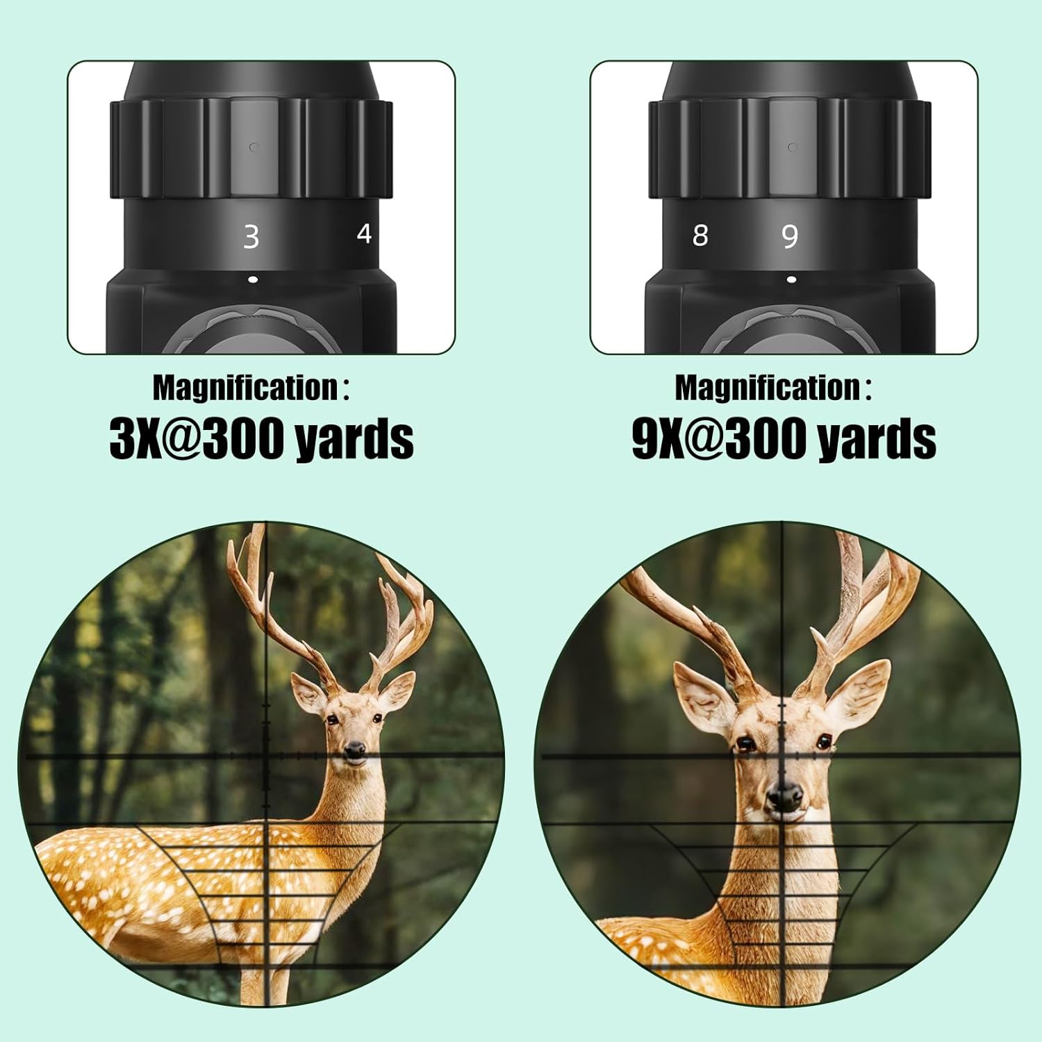 3-9×40 Rifle Scope with Red Laser Red/Green Dual Illumination Optics Reticle Scope for Hunting Airsoft and Pellet Guns, Fits 20mm Free Mounts,Waterproof and Fog-Proof