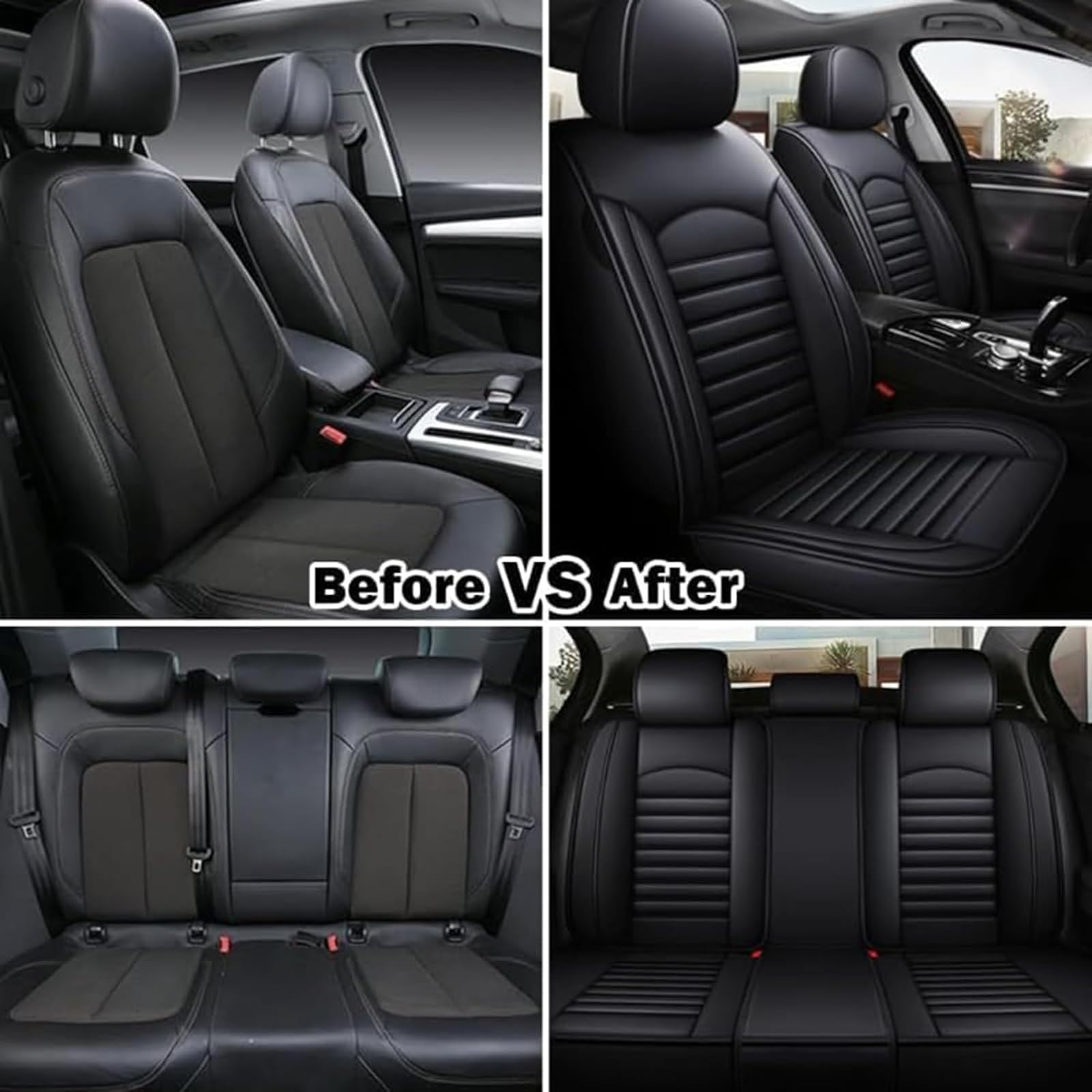 Fundas Asientos Coche, para VW Golf 7 Golf VII 2012 2013 2014 2015 2016 2017 Fundas de Cuero Robusto de Lujo, Protección Completa Impermeable Antideslizante Juego Completo