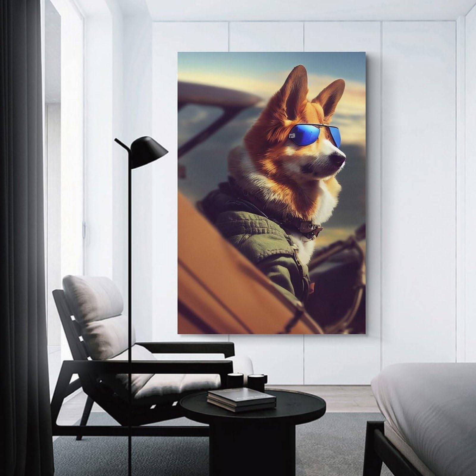 Junmoney Call Sign Corgi Wall Art Print 20x30inch(50x75cm), for Home, Office, Studio Or Guest Room, A Flexible Wall Accent for Shared Spaces