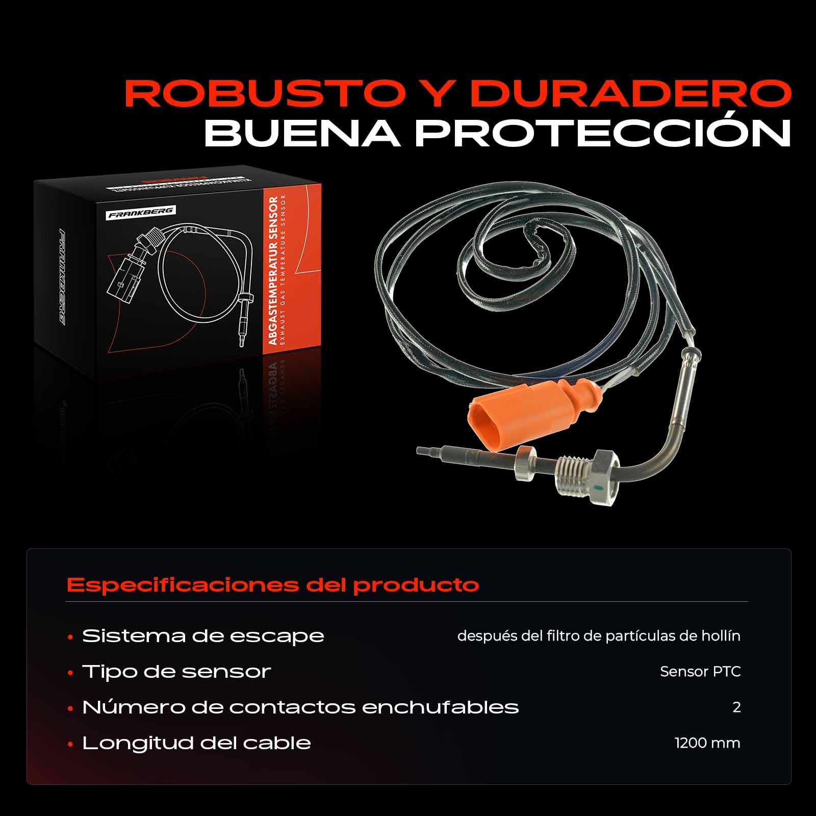 Frankberg Sensor de temperatura de los gases de escape después del filtro | 070906088AF; Compatible con: T.r.a.n.s.p.o.r.t.e.r V plataforma/chasis 7JD 7JE 7JL 7JY 7JZ