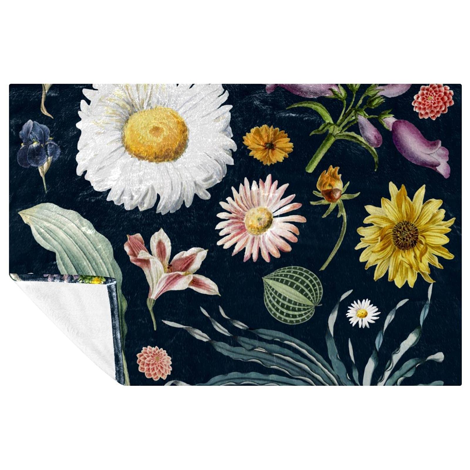 Couverture lit et canapé anti-froid plaid doux marguerites