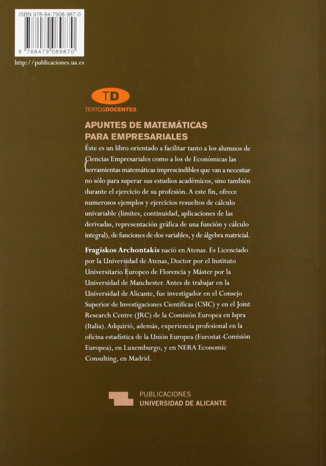 Apuntes de matemáticas para empresariales (Textos docentes)