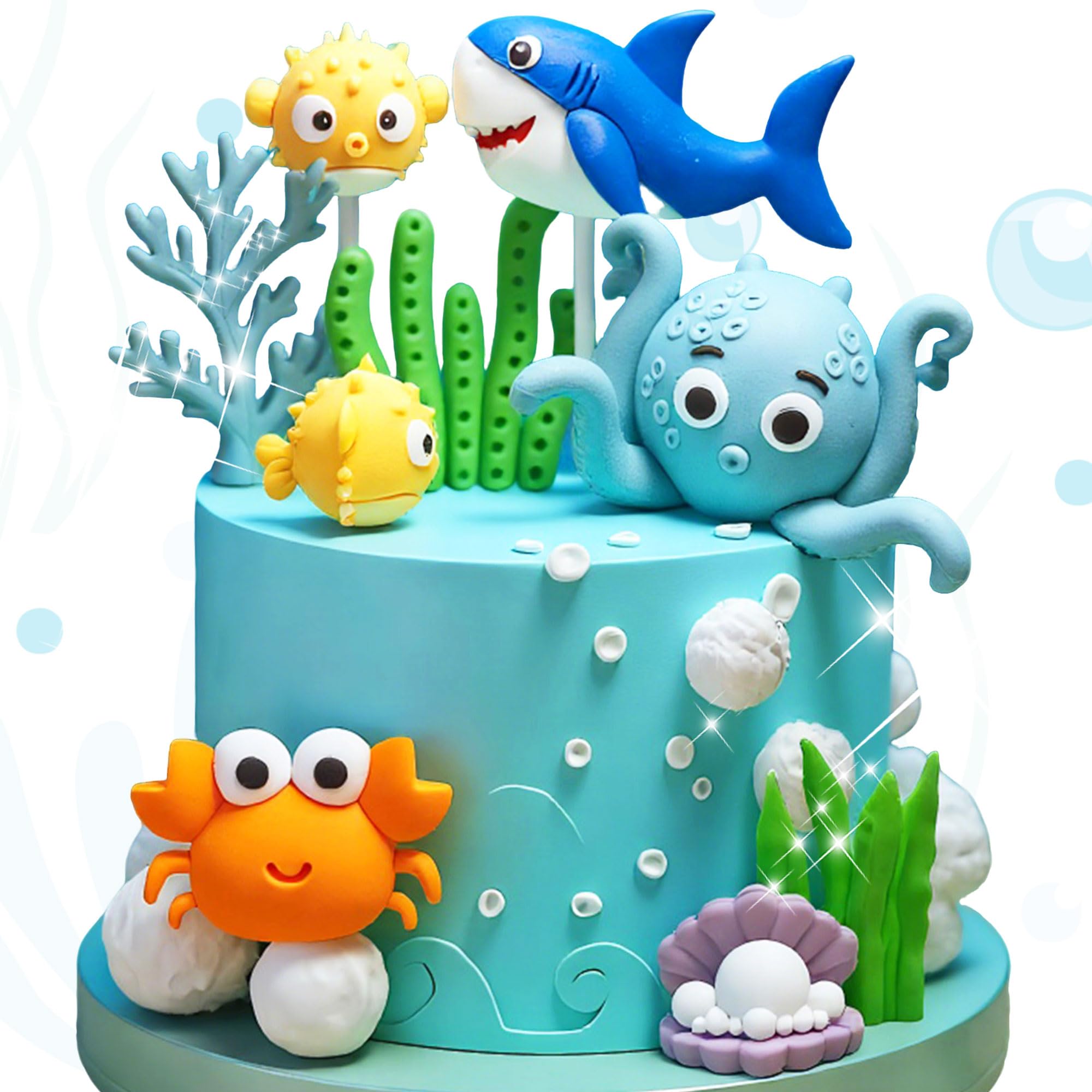 decoración torta animales marinos cumpleaños temática oceánica adornos pastel criaturas marinas figura superior para temática submarina decoración fiesta baby shower