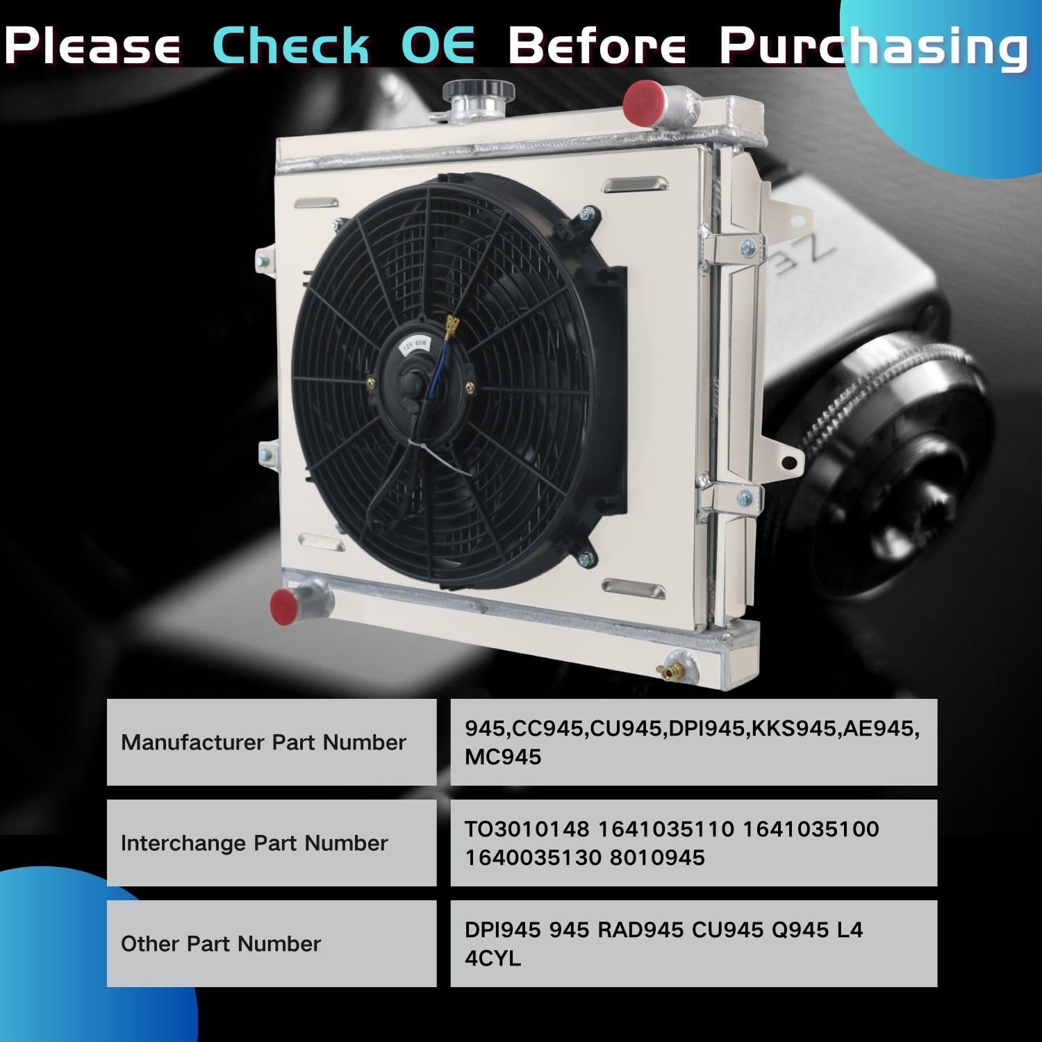3 Row Core Radiator for 1984-1995 Toyota Pickup 4Runner 2.4L L4 with Shroud Fan and Relay 84-95 85 86 87 88 89 90 91 92 93 94 MT All AA5052 Aluminum Radiators Radiador