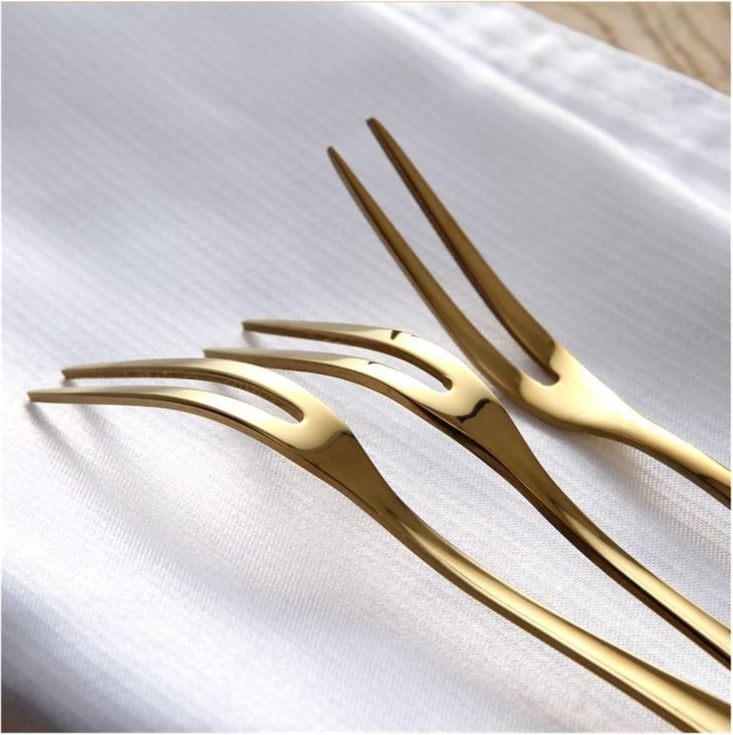 5/10 Pcs Lovely Stainless Steel Fruit Forks - Reusable Dessert Forks For Restaurant, Cafeteria, Home & Party Tableware Supplies(Gold,10PCS)