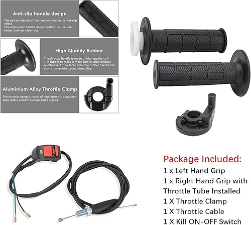 Miniatura 4 de CALU LUKY Empuñaduras de mango de acelerador giratorio de 0.86 pulgadas, 50 90 110 125 cc Pit Bike Dirtbike (agarre de mango + cable + abrazadera de
