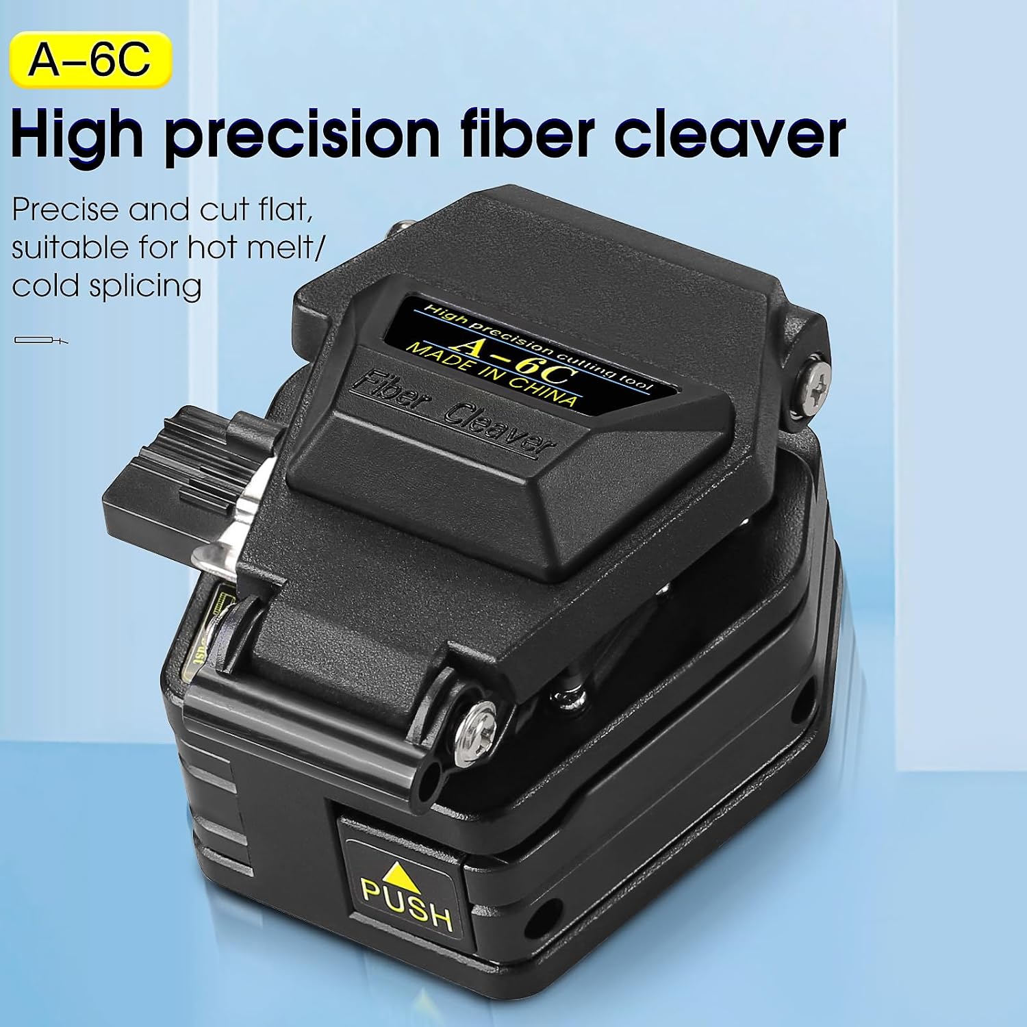 A-6C Optical Fiber Cleaver FTTX hot melt cold connection Fiber optic cable cutting knife 16 Cleaving Spots & 48000 Cleaves High precision fiber optic cutting tool With 1 spare blade