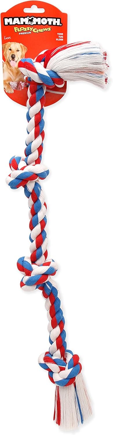 Pet Supplies : Pet Toy Ropes : Mammoth Flossy Chews Color Rope Tug – Premium Cotton-Poly Tug Toy for Dogs – Interactive Rope– Dog Chew Toy : 