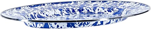 Miniatura 2 de Golden Rabbit Esmalte - Patrón de remolino de cobalto - Plato ovalado de 12 x 16