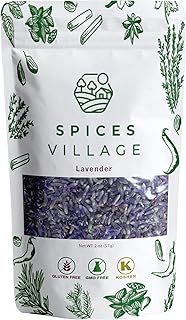 SPICES VILLAGE Lavender [ 2 oz ] Dried Lavender Buds, Natural Lavender Buds for Food, Herbal Tea, Potpourri, Wedding Confe...
