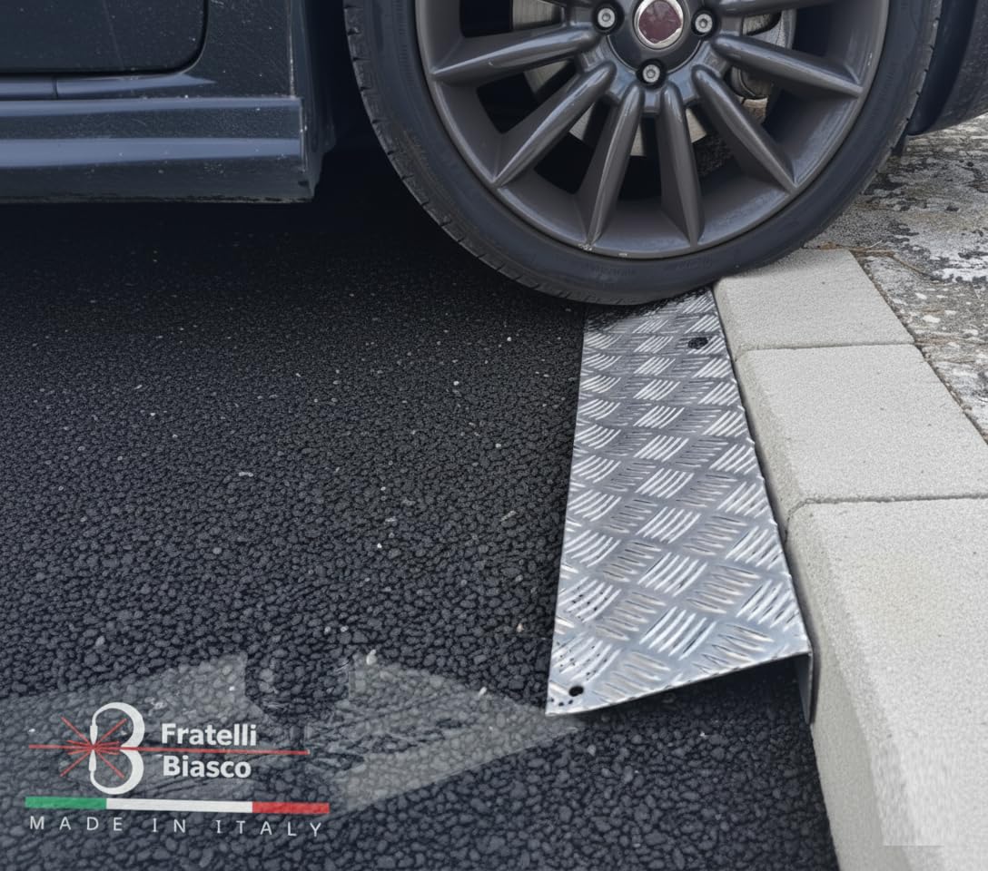 Rampa in ALLUMINIO MANDORLATO - Resistente Fino a 200 Kg - Trasporto Facile (l 15 cm x H 5 cm x L 100 cm)