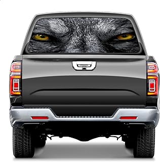 Wolf Eyes Truck Rear Window Sticker 66''x22'' Graphic Decals for Trucks SUV Cars Universal Trees Pickup Car Window Decorations Bumper Stickers Back Window Film Decal Perforated